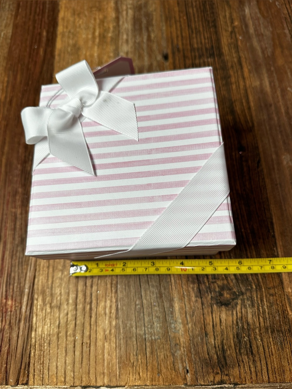 Striped Pink Gift Boxes with Ribbon - Set of 2 - Picture 10 of 14
